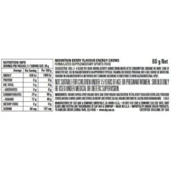 Clif BLOKS Energy Chews 60g Mountain Berry -Camelbaked Store 0035525 shot energy blocks mountain berry
