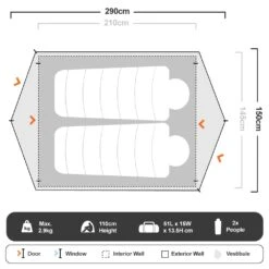 OZtrail Hiker 2 Dome Tent 7 OZtrail Hiker 2 Dome Tent -Camelbaked Store 1204033