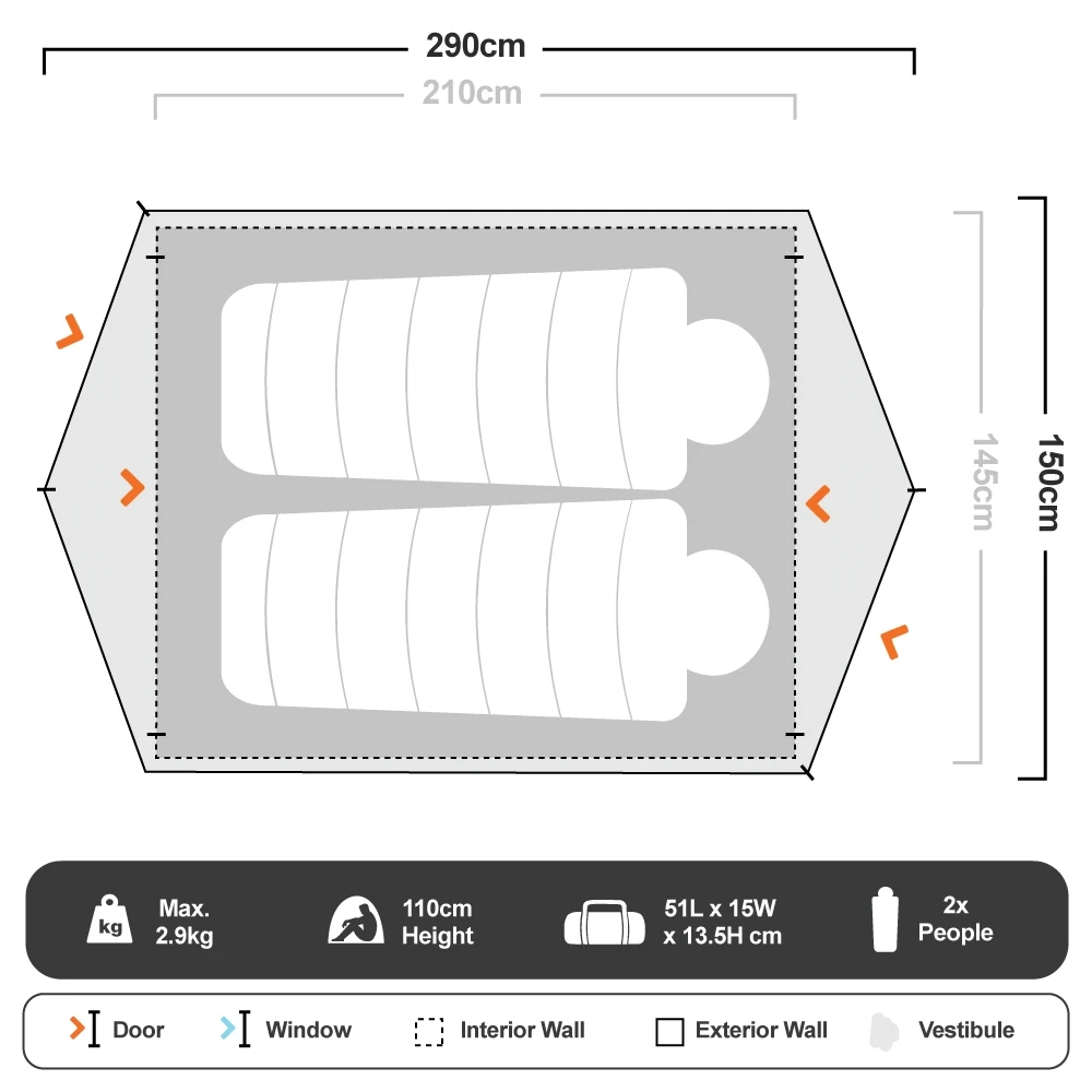 OZtrail Hiker 2 Dome Tent 5 OZtrail Hiker 2 Dome Tent - Image 3