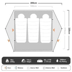 Grasshopper Ultralight 3 Hiking Tent -Camelbaked Store 1260906
